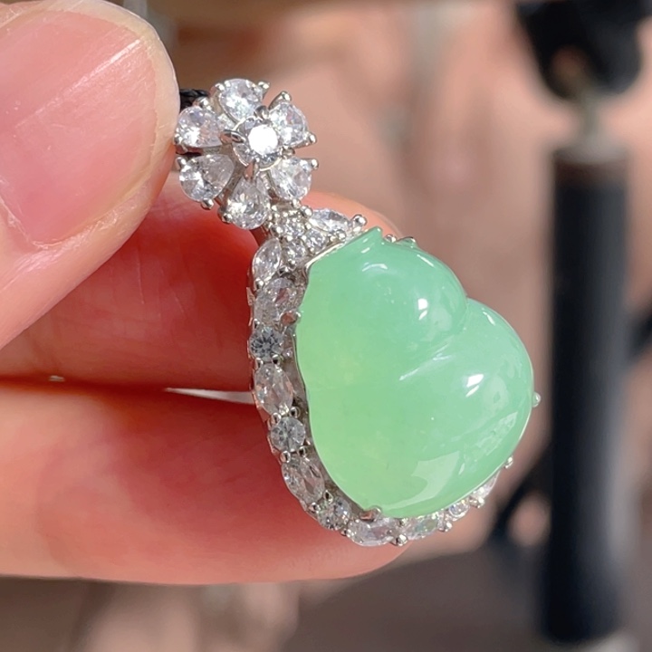 翡翠银S925镶嵌吊坠(不含链)