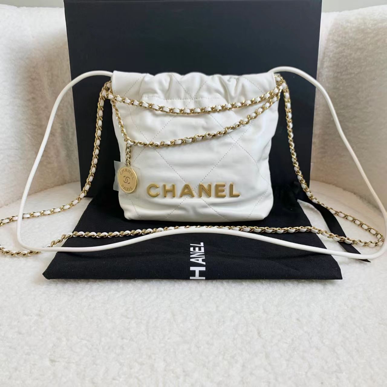 99新 Chanel/香奈儿 壹臻/23A白金牛22bag mini 20030963