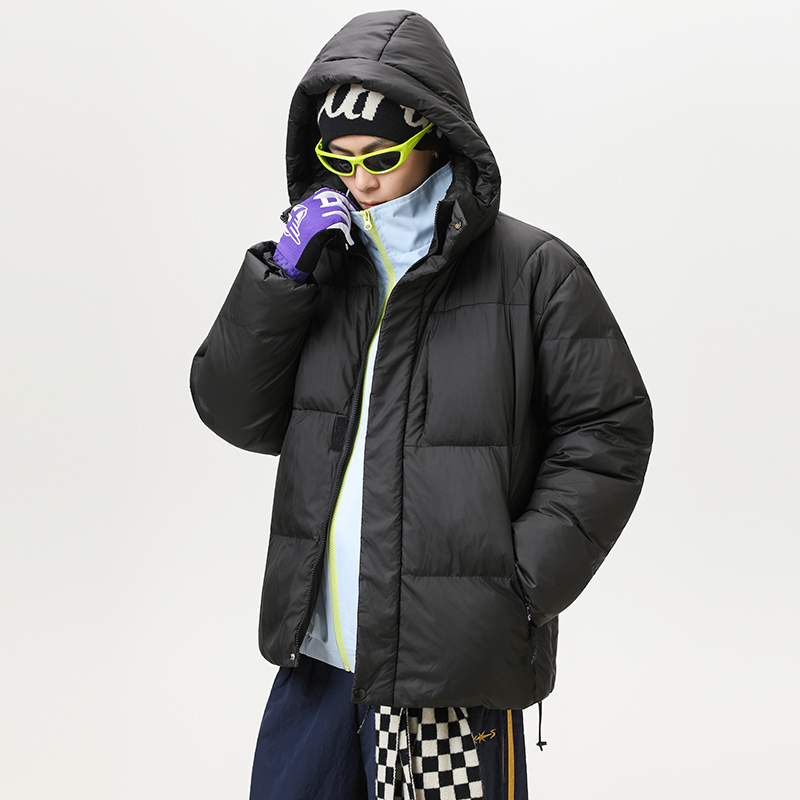 【包裹感】短款棉服加厚纯色保暖冬季连帽休闲拉链长袖男士冬季外套