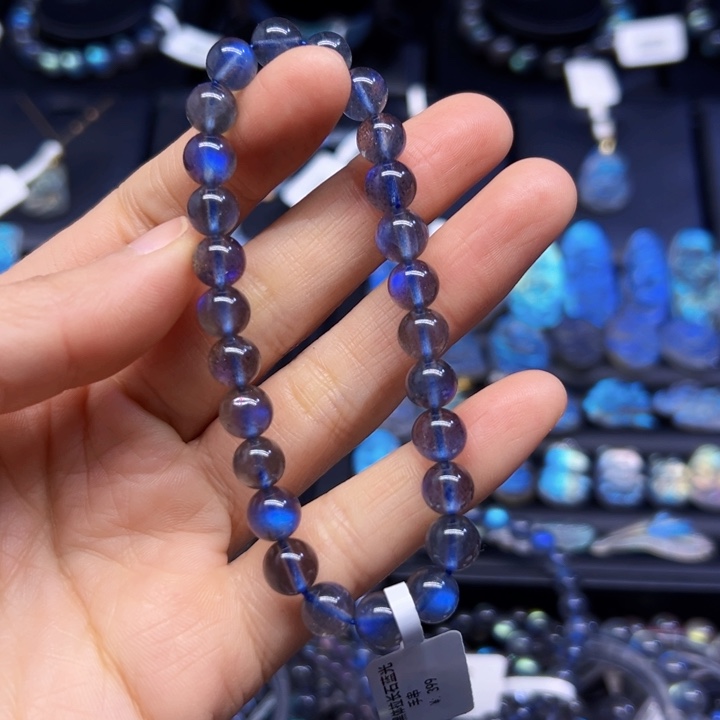 拉长石手串未镶嵌?****骨7.8左右