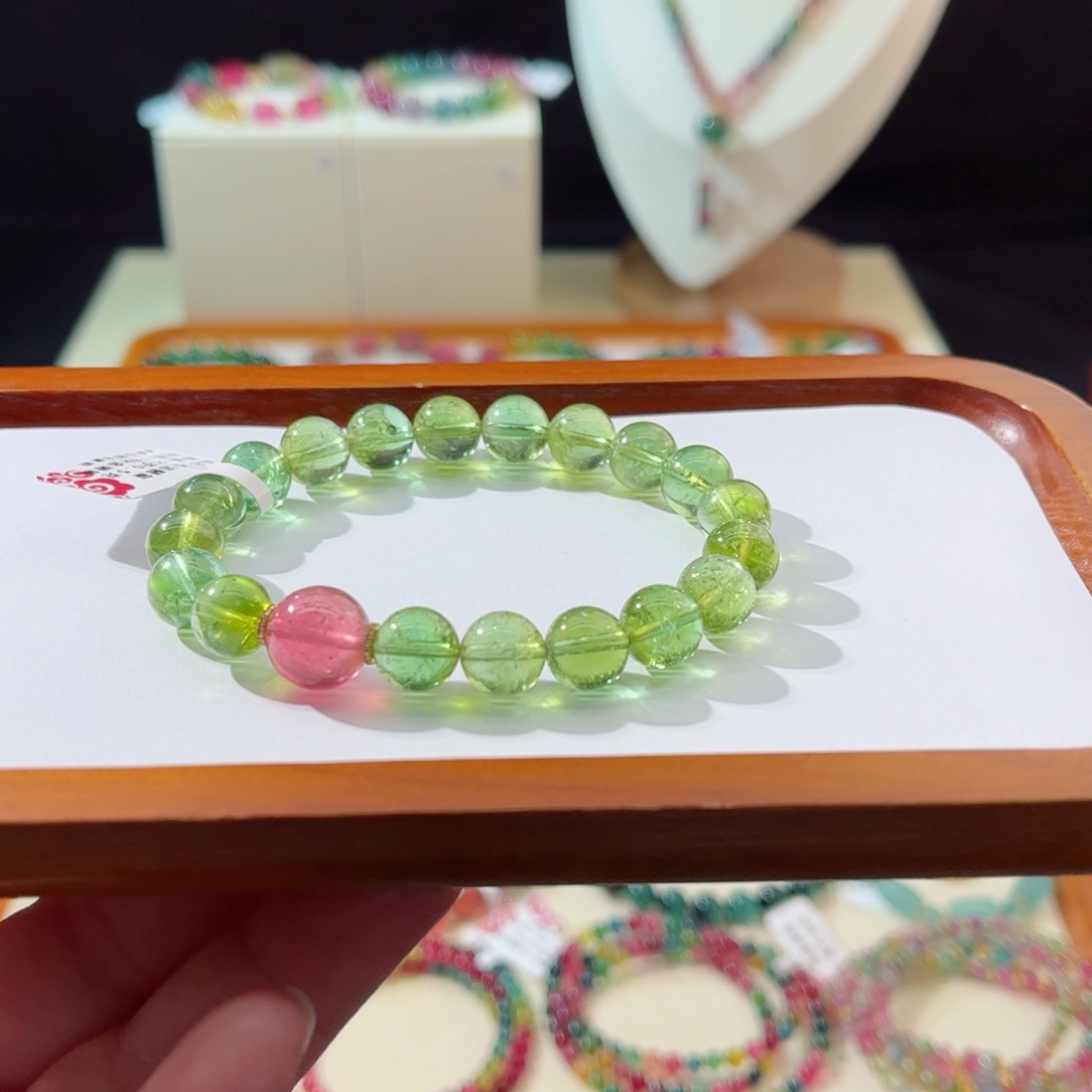 碧玺手串18K金镶嵌手串