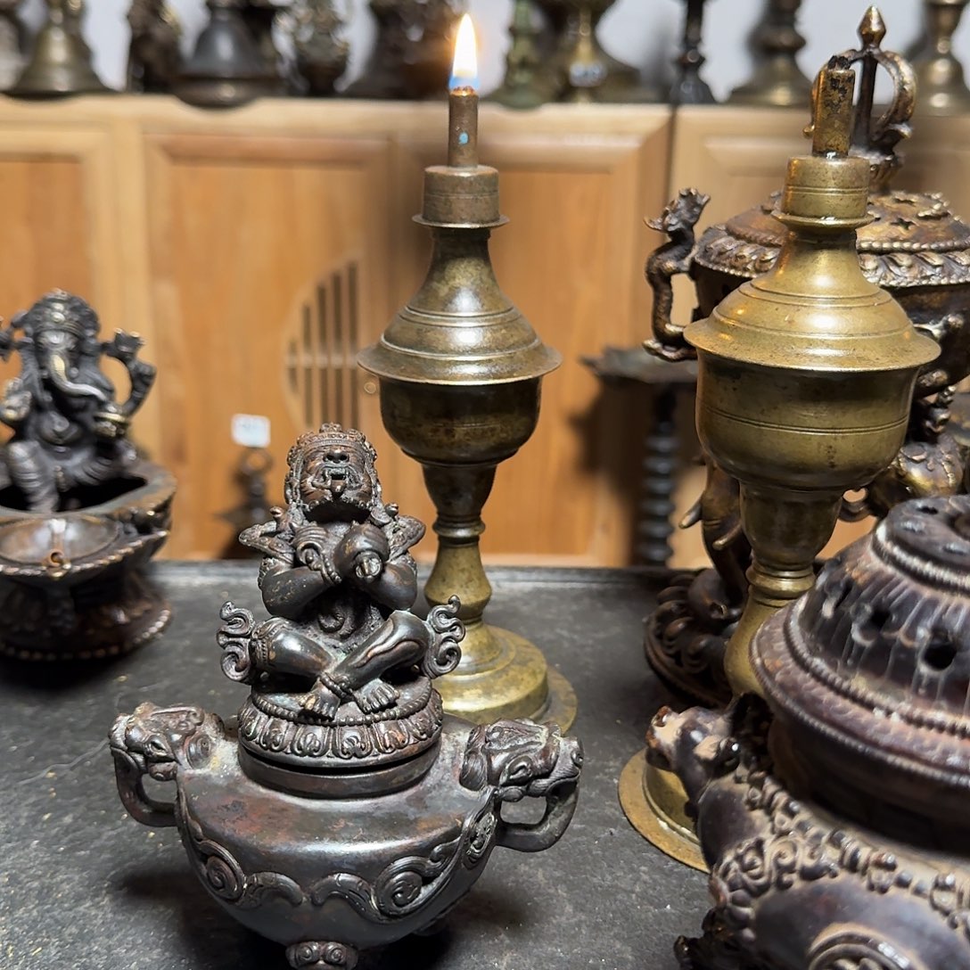 *****铜尼泊尔老香炉护法
