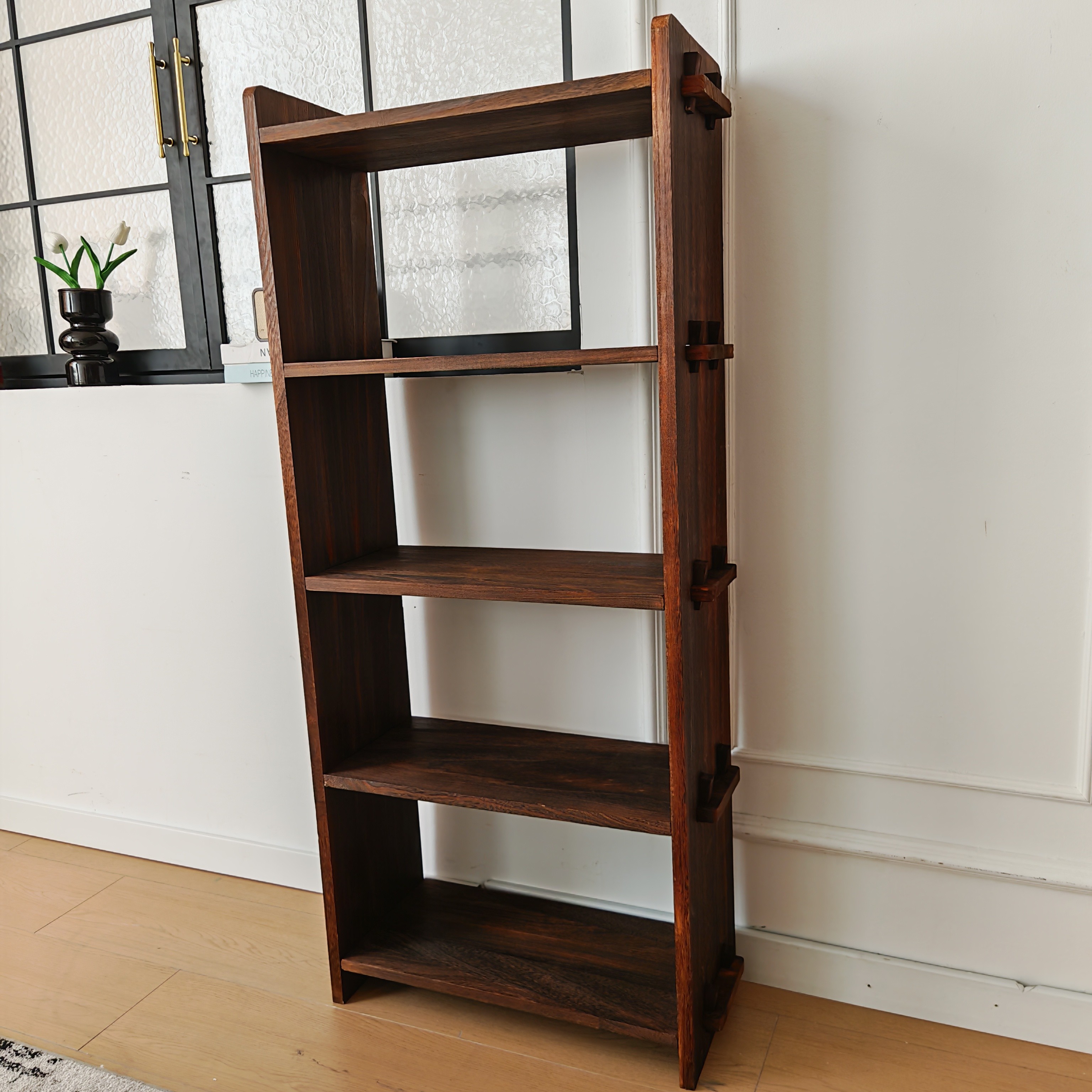 实木复古客厅北欧书橱书架书柜家用茶树茶叶架置物架落地多层收纳