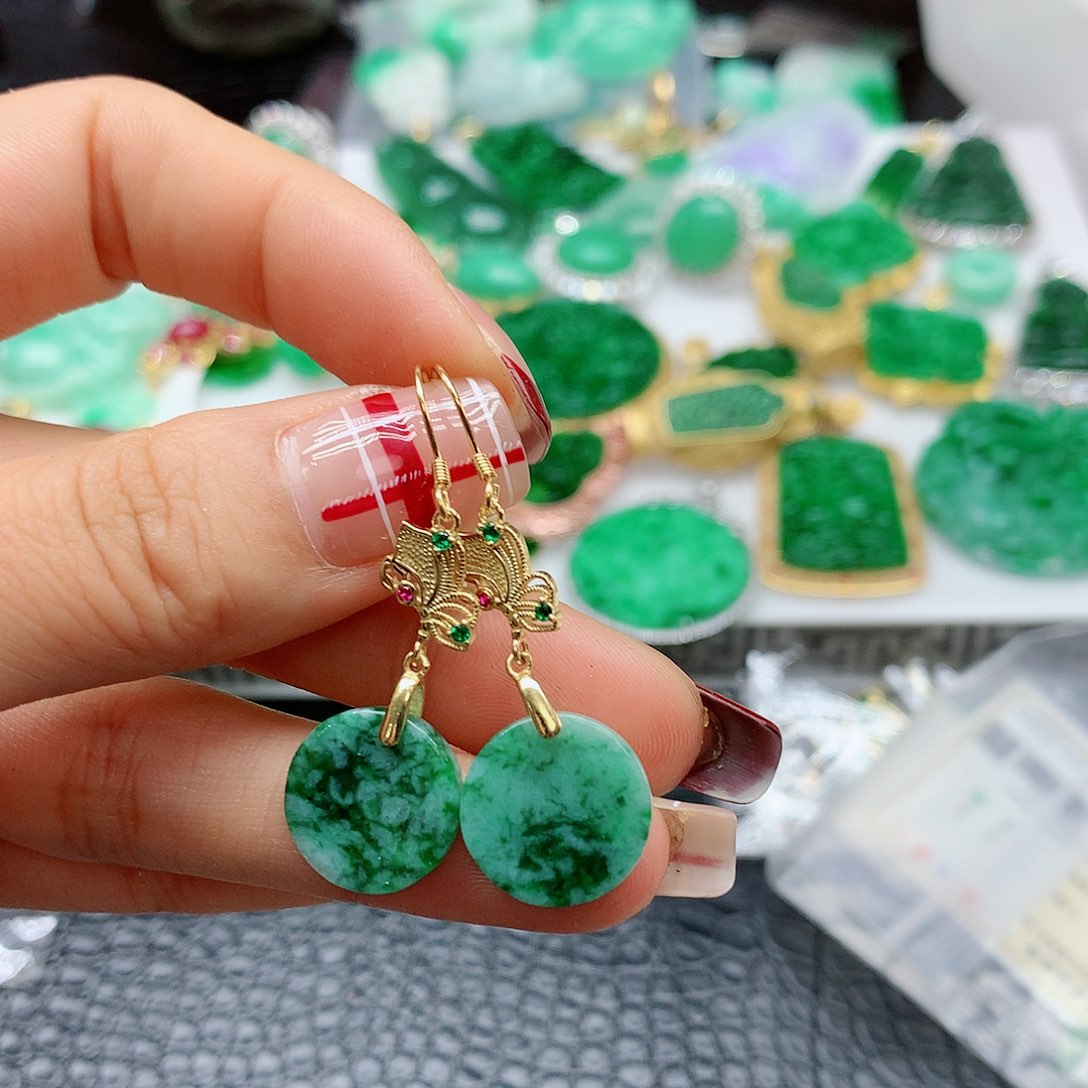 【闪购商品】翡翠耳饰银S925镶嵌，