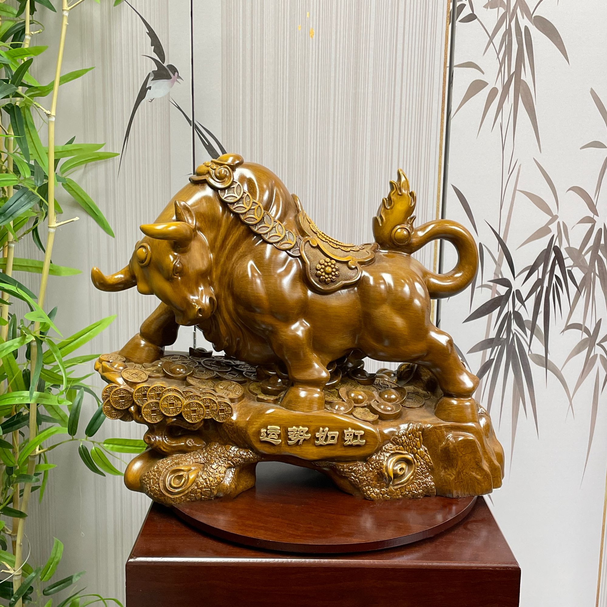 运势如虹牛摆件家居客厅玄关前台开业摆设