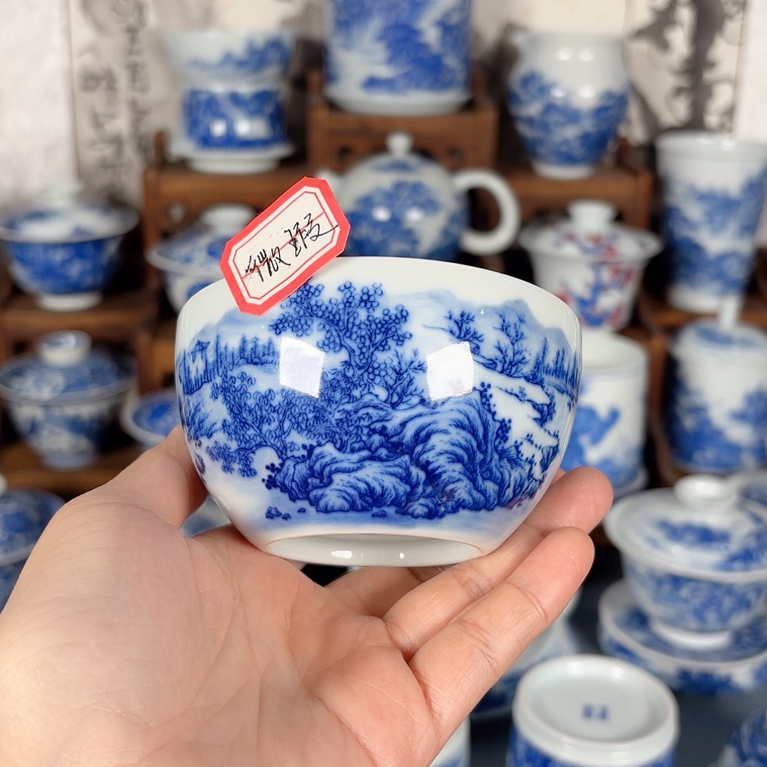杯风*青花瓷器手绘作品杯