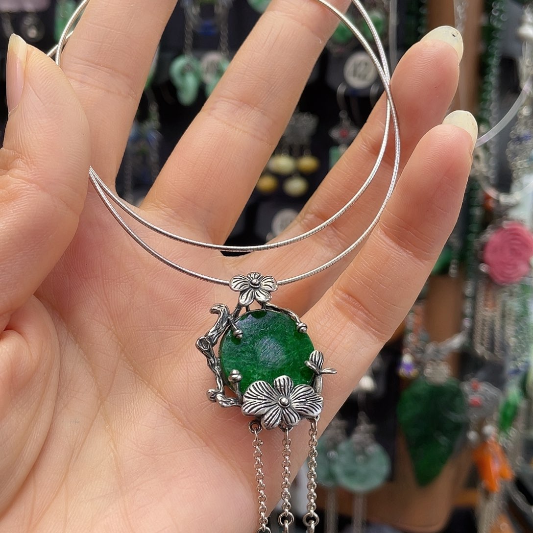 离***殇翡翠银S925镶嵌耳饰427ghjhhh