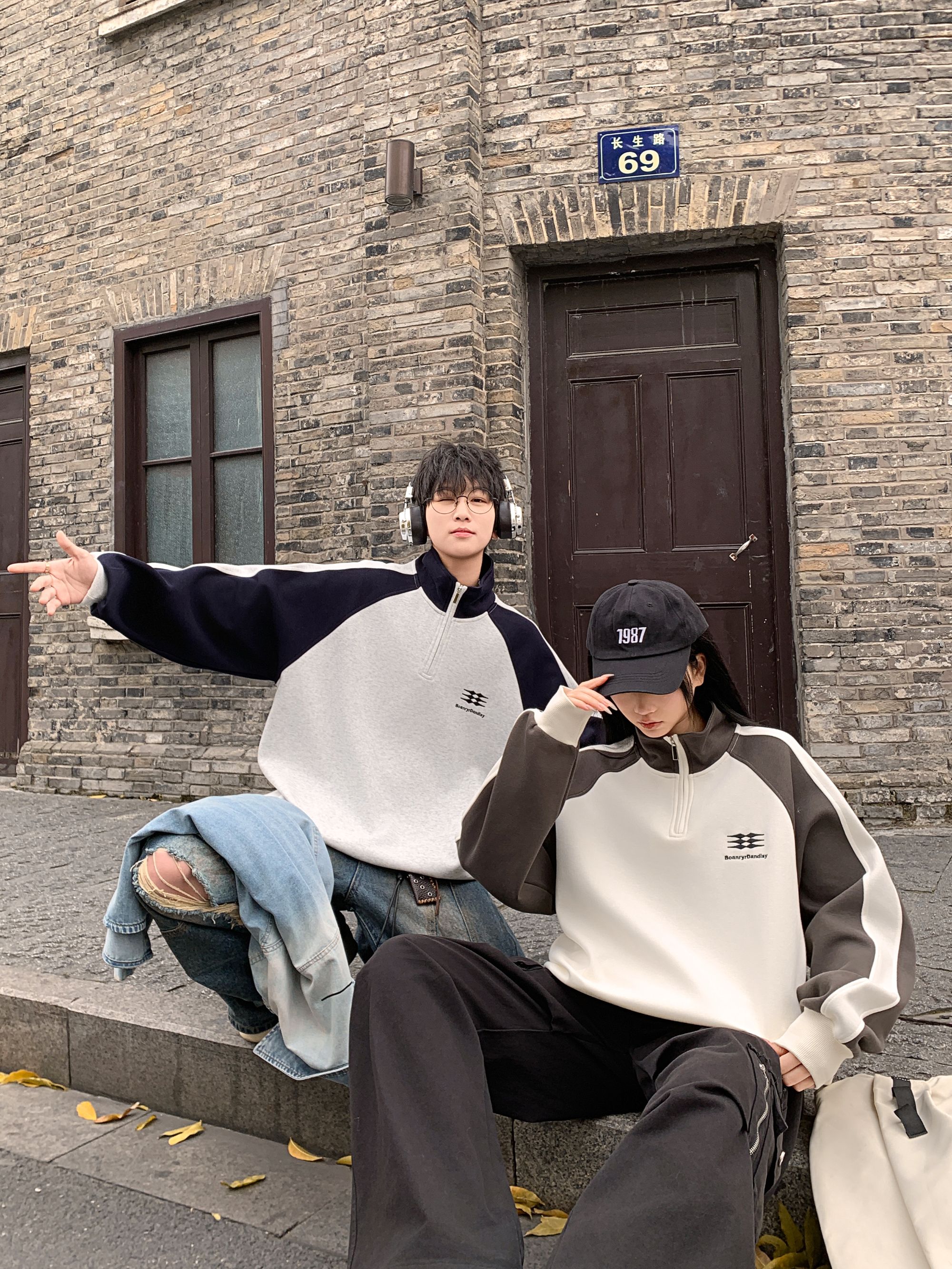 9906款【玲姐推荐春季卫衣】新款立领春季拼色青少年休闲百搭卫衣