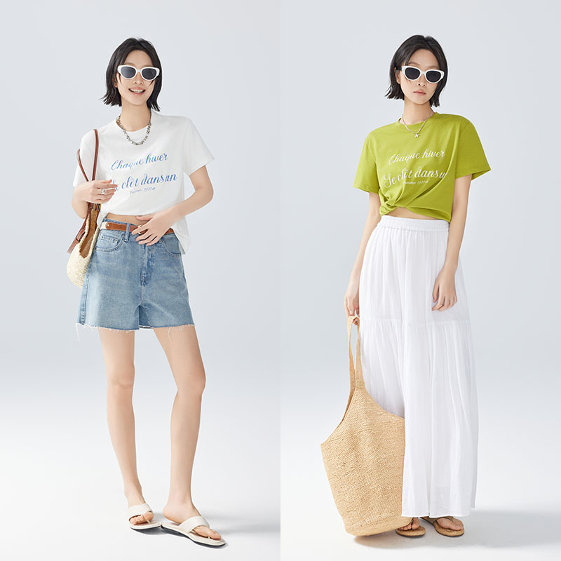 美洋MEIYANG 海街日记T恤【欧若风】汉麻桑蚕丝短袖上衣显瘦白色