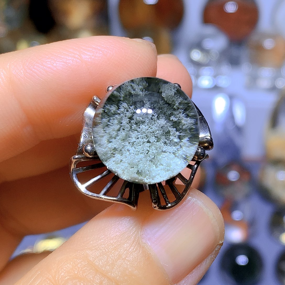 水晶戒指银S925镶嵌天然水晶