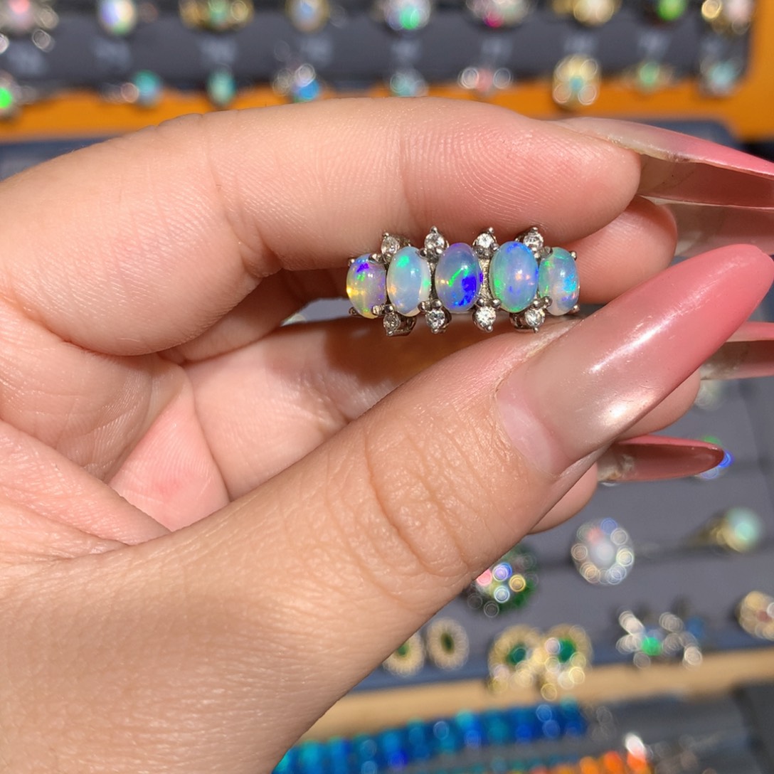 银S925镶嵌欧泊 欧泊戒指l