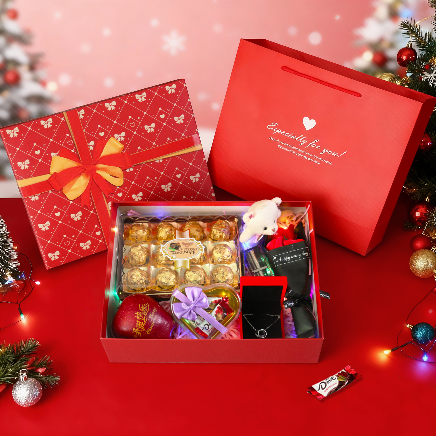 圣诞节平安夜巧克力平安果礼物送男女朋友孩子氛围感生日零食礼盒