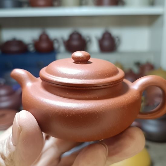 紫砂茶壶原矿红降坡粗砂仿古130cc半手工
