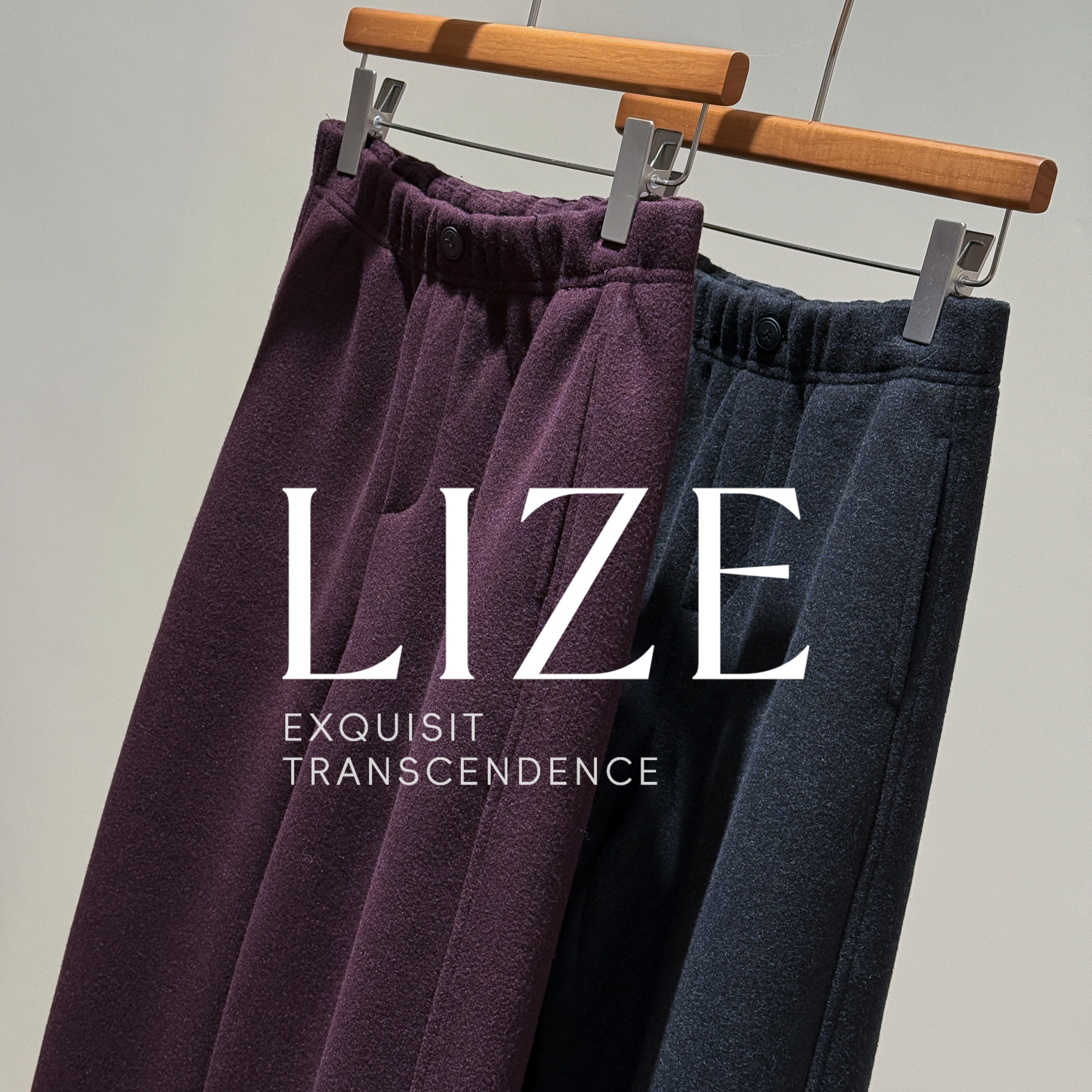 LIZE「L0829」自发热磨毛.绵羊毛混纺.含桑蚕丝.弯刀九分裤