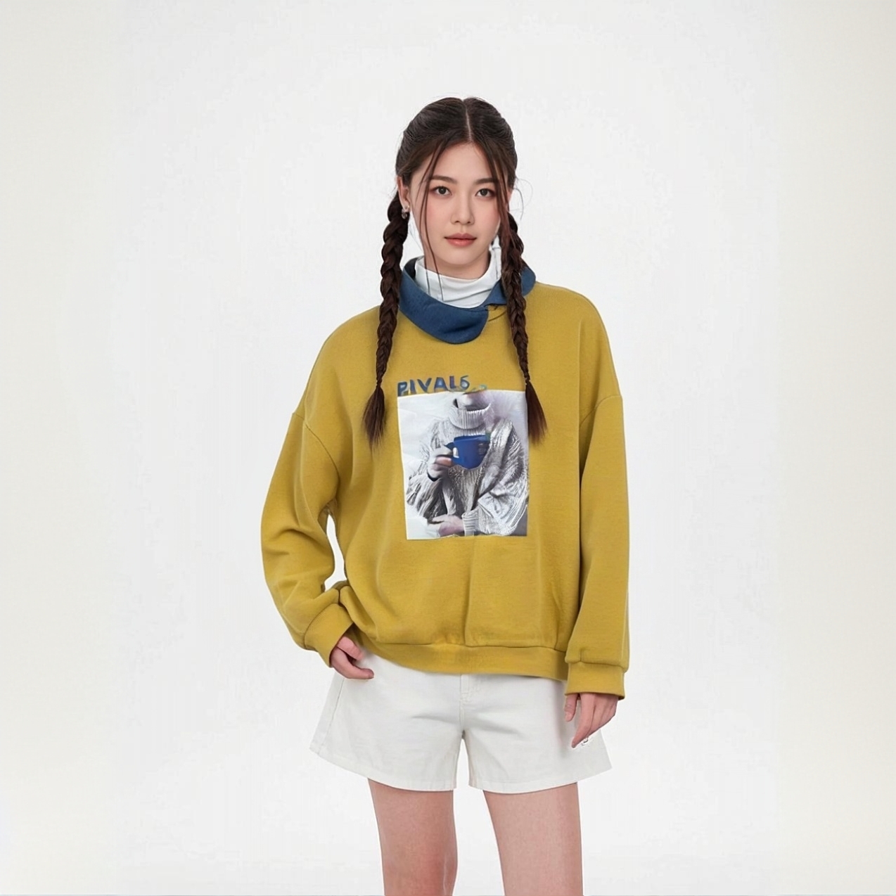 Z3174 2025女士圆领宽松印花保暖休闲长袖时尚卫衣