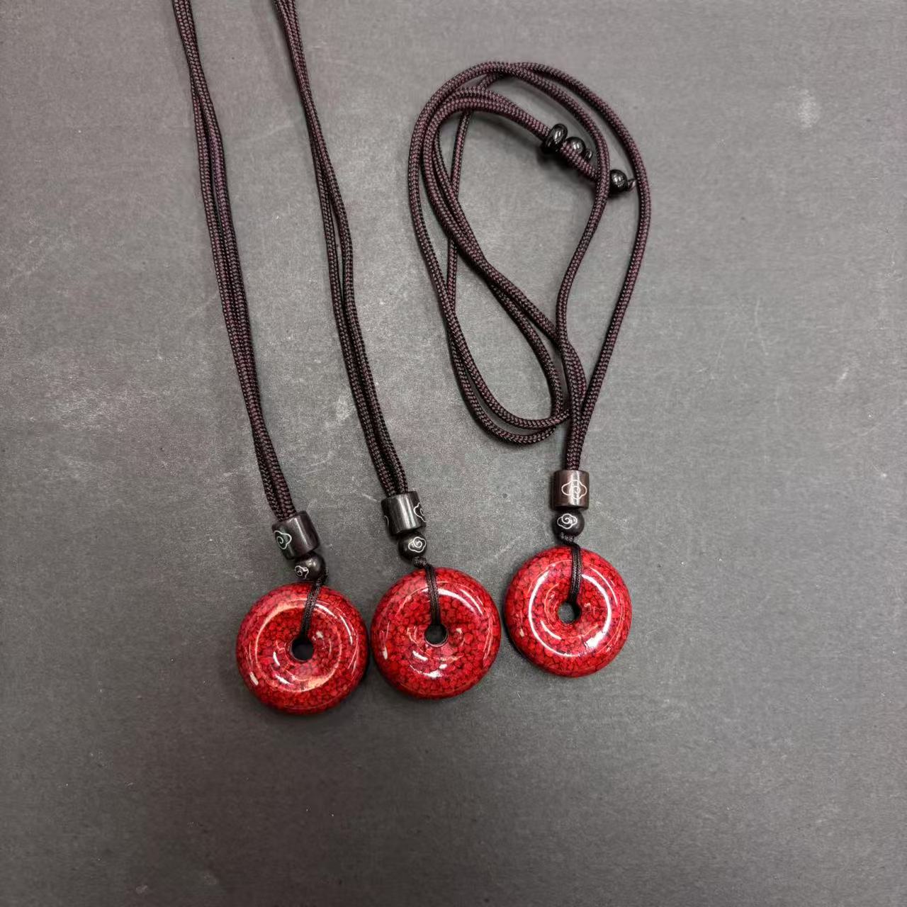 含辰砂工艺品朱砂平安扣套绳（多样性发一件）