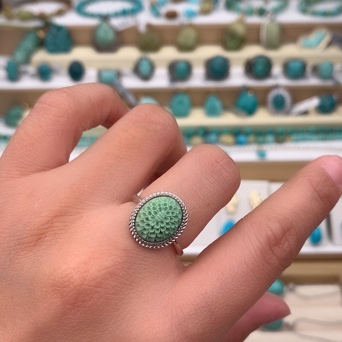 绿松石银S925镶嵌戒指