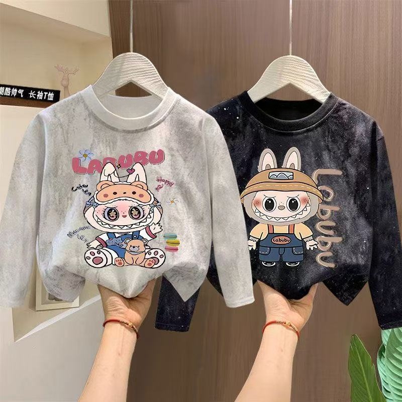 儿童男童秋装服装卡通长袖t恤中小童女宝春秋季时髦休闲上衣韩版