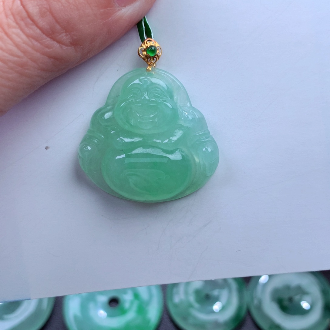 翡翠吊坠(不含链)18K金镶嵌