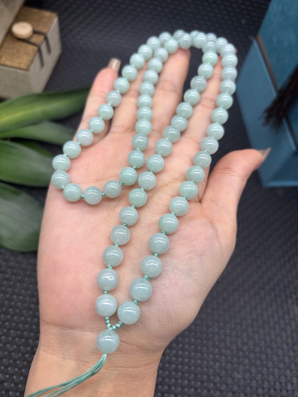 高端缅甸a货翡翠果绿色圆珠8mm玉石专用挂件绳毛衣链长链项链百搭