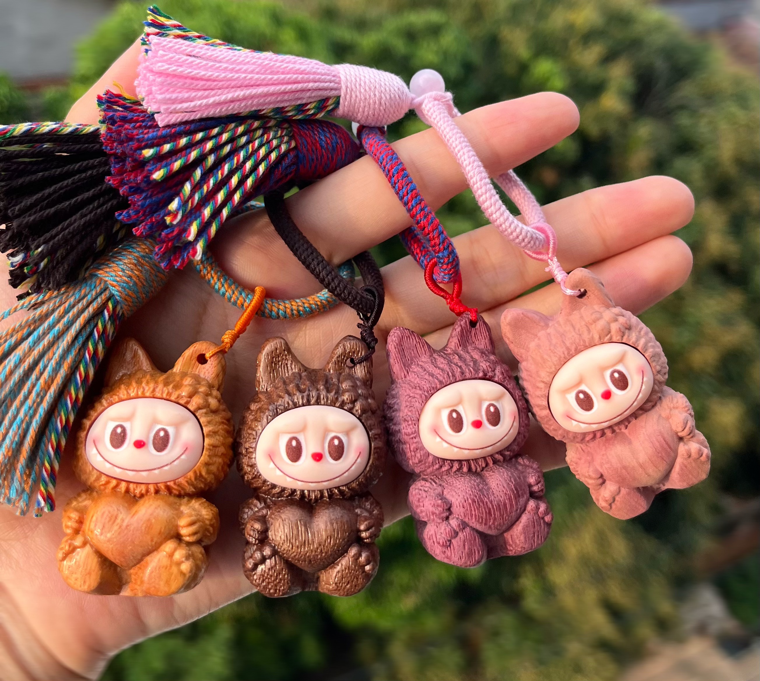 实木爱心布布挂件手把件包挂