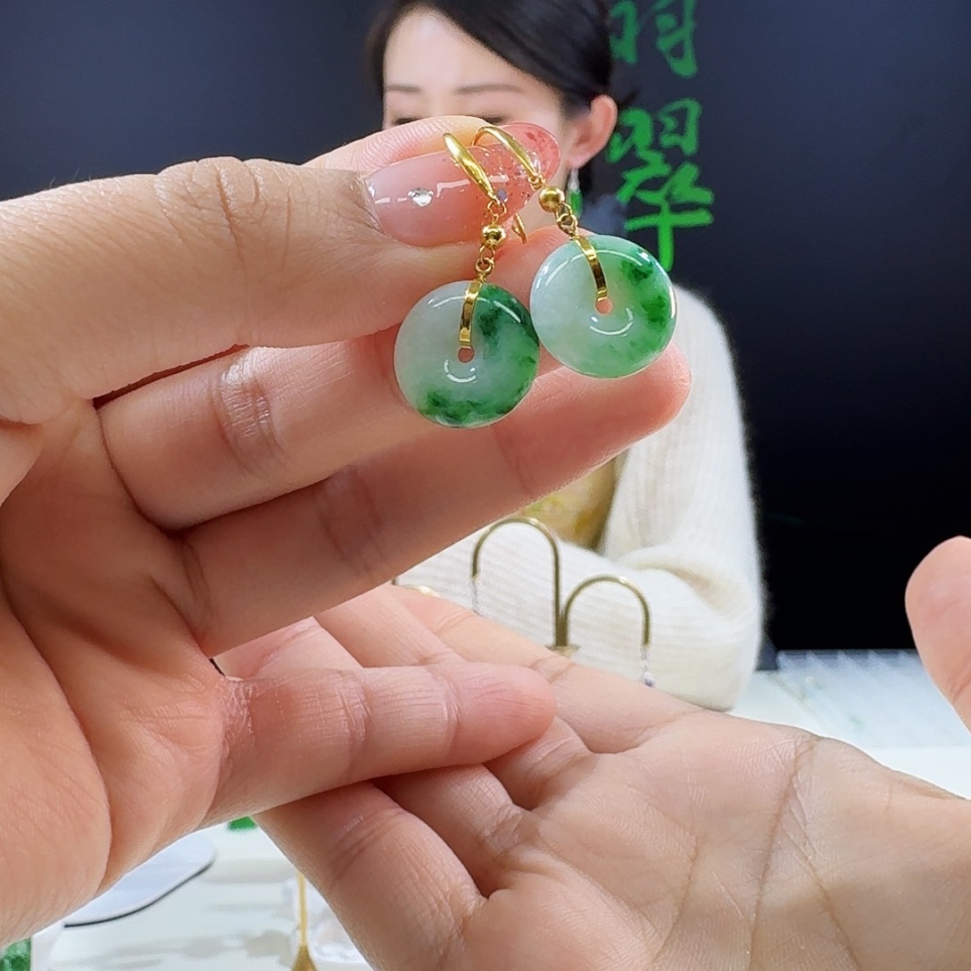 翡翠耳饰18K金镶嵌18k镶嵌