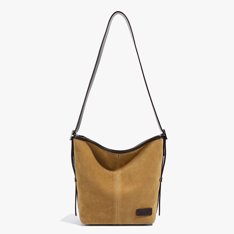 简约大容量通勤包2025秋冬款时尚百搭单肩斜挎慵懒风AB面水桶包