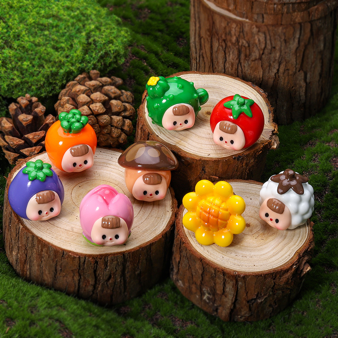 【清库存＋拆2、九宫格】植物妹妹（夜光实色混装） 树脂萌粒摆件对对碰