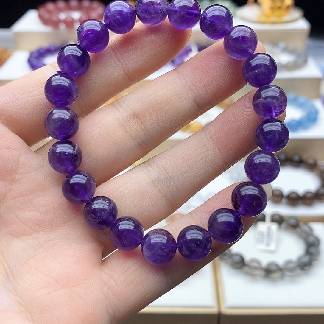 未镶嵌手链水晶乌拉圭紫水晶9.5mm