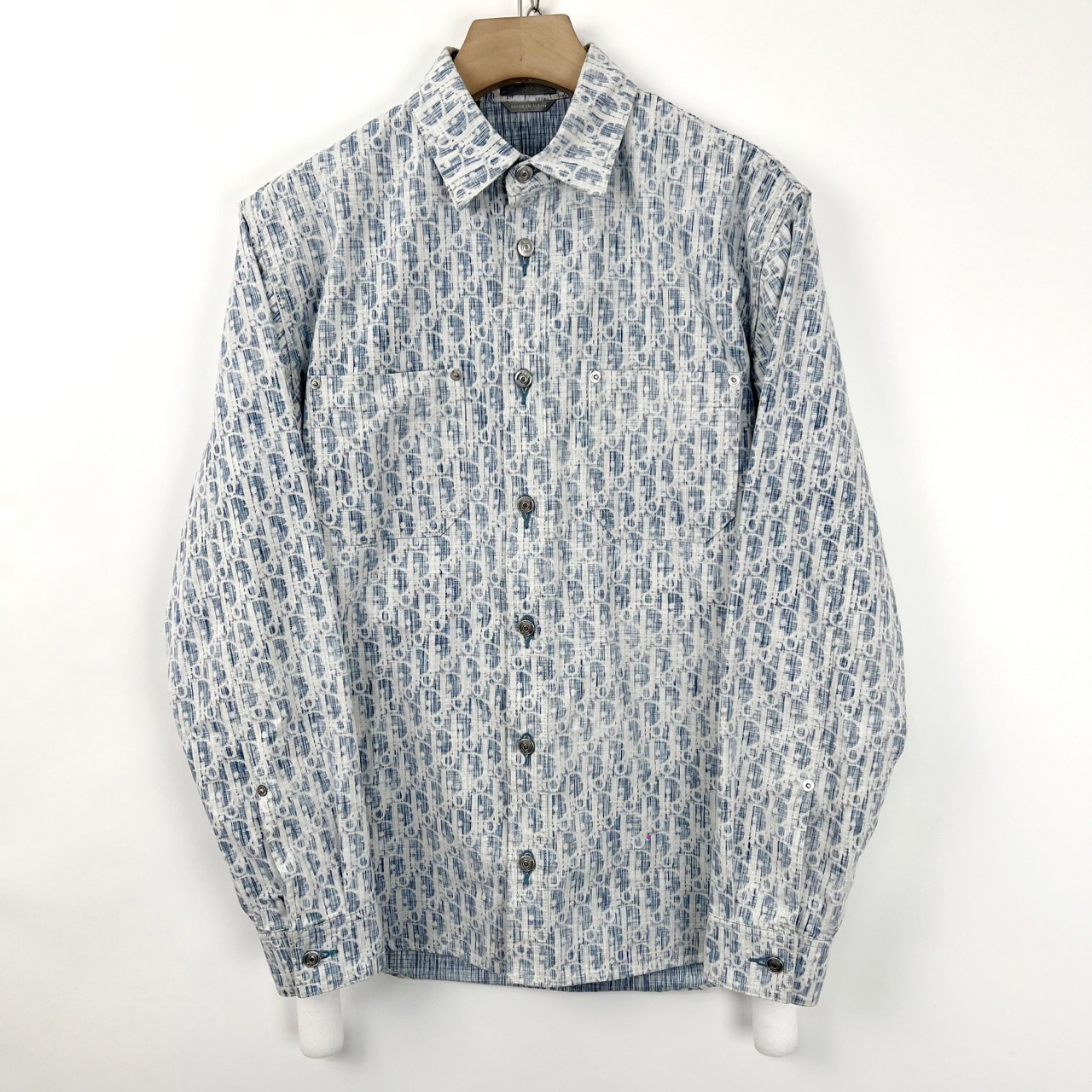 Dior/迪奥/37m码/Oblique蓝色满印牛仔衬衫/97新/编码06504