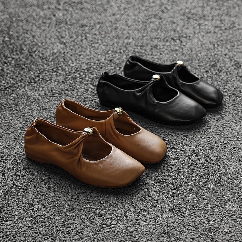 现货 头层羊皮软底软面玛丽珍鞋女2025新款舒适百搭真皮平底鞋女