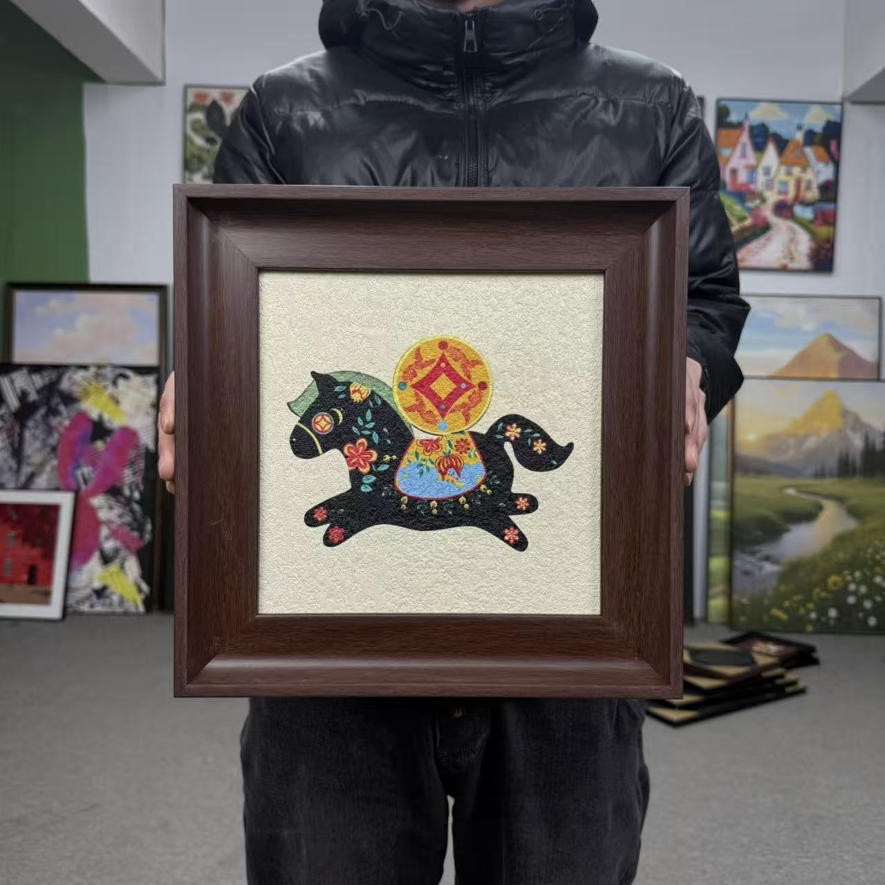 马上有钱风格装饰画适合客厅卧室玄关墙壁餐厅斗柜3030（无支架）