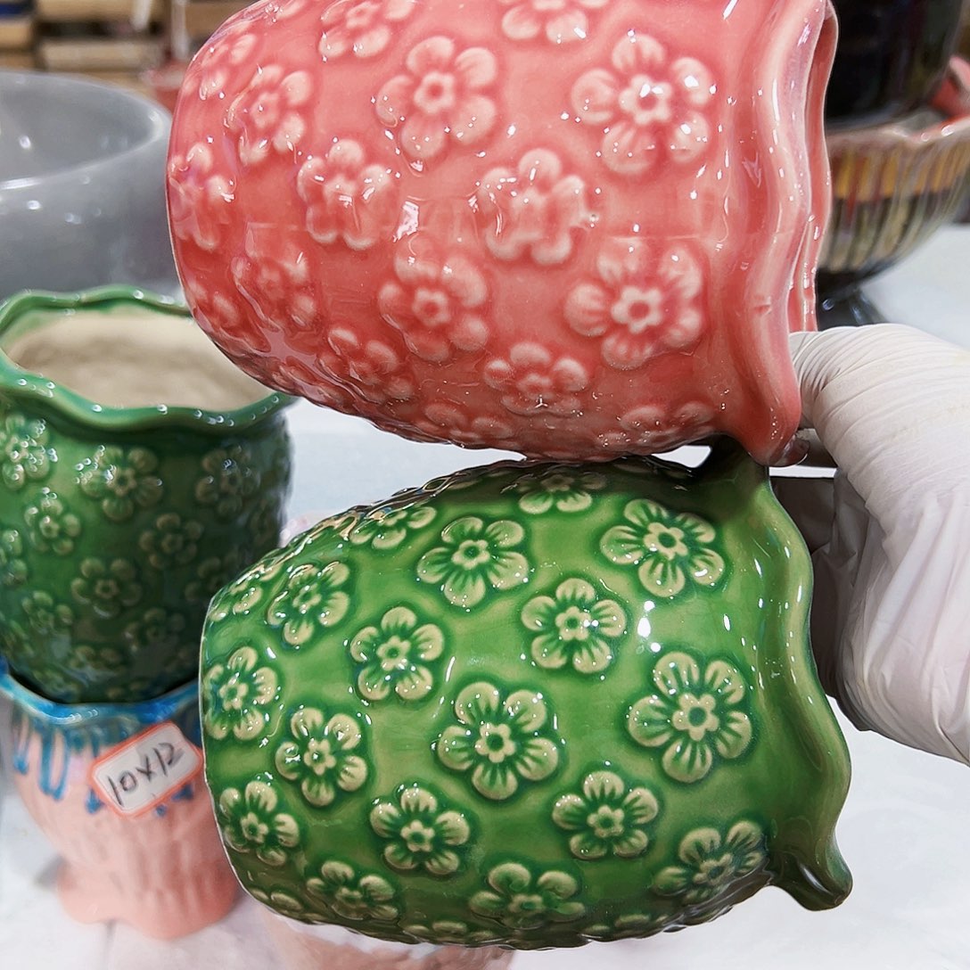 有孔，外贸尾单陶瓷花盆凑单10米包邮