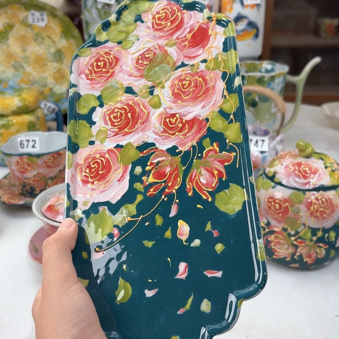 景德镇手绘高温釉下彩陶瓷茶具