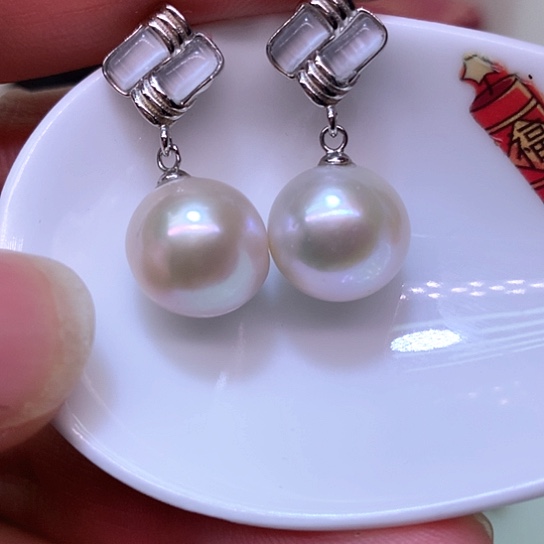 淡水珍珠耳饰银S925镶嵌
