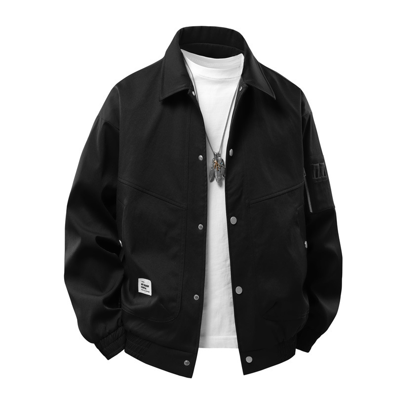 L-9XL300斤大码轻奢休闲商务夹克春季潮流加肥加大码宽松胖子夹克