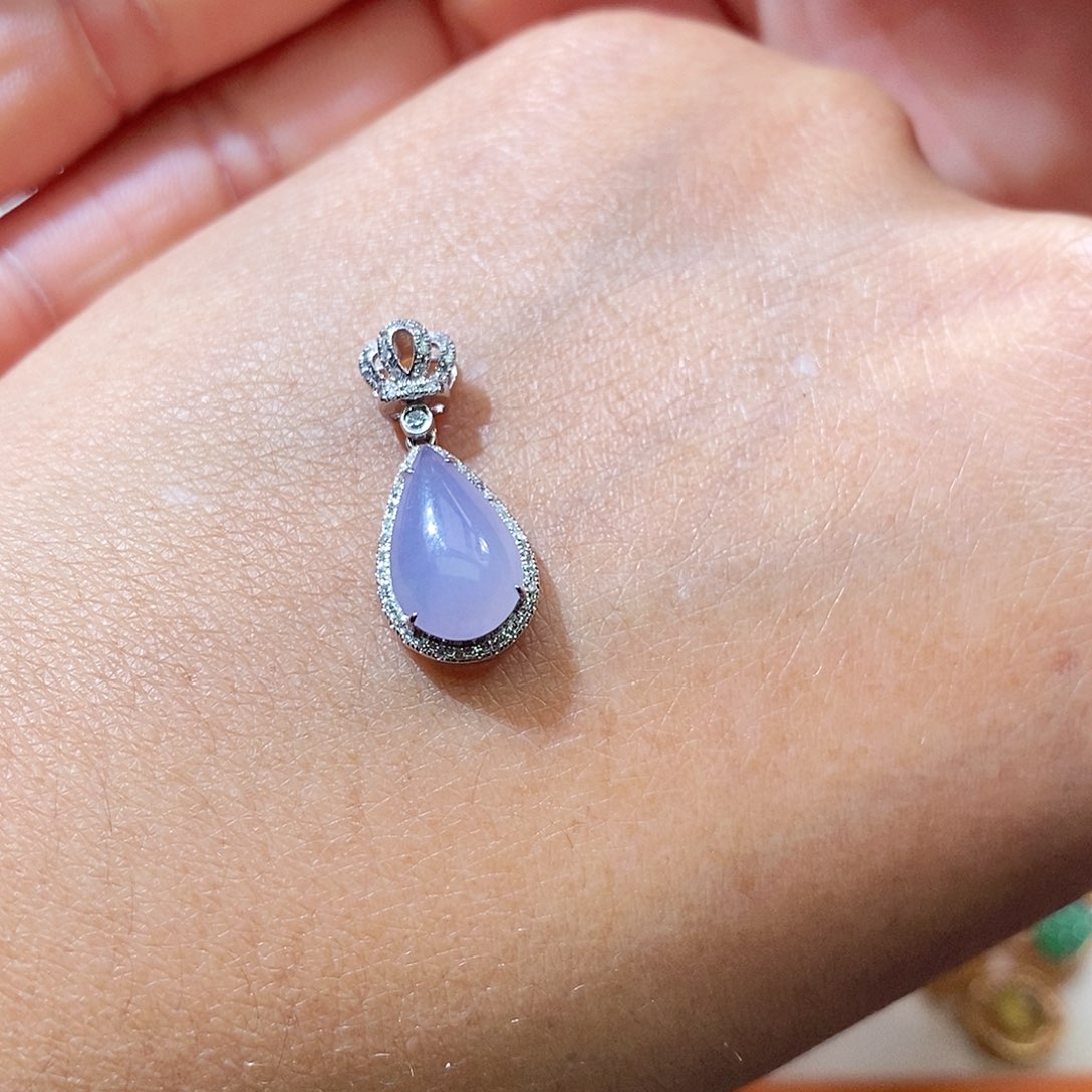 摸***命翡翠18K金镶嵌吊坠(不含链)