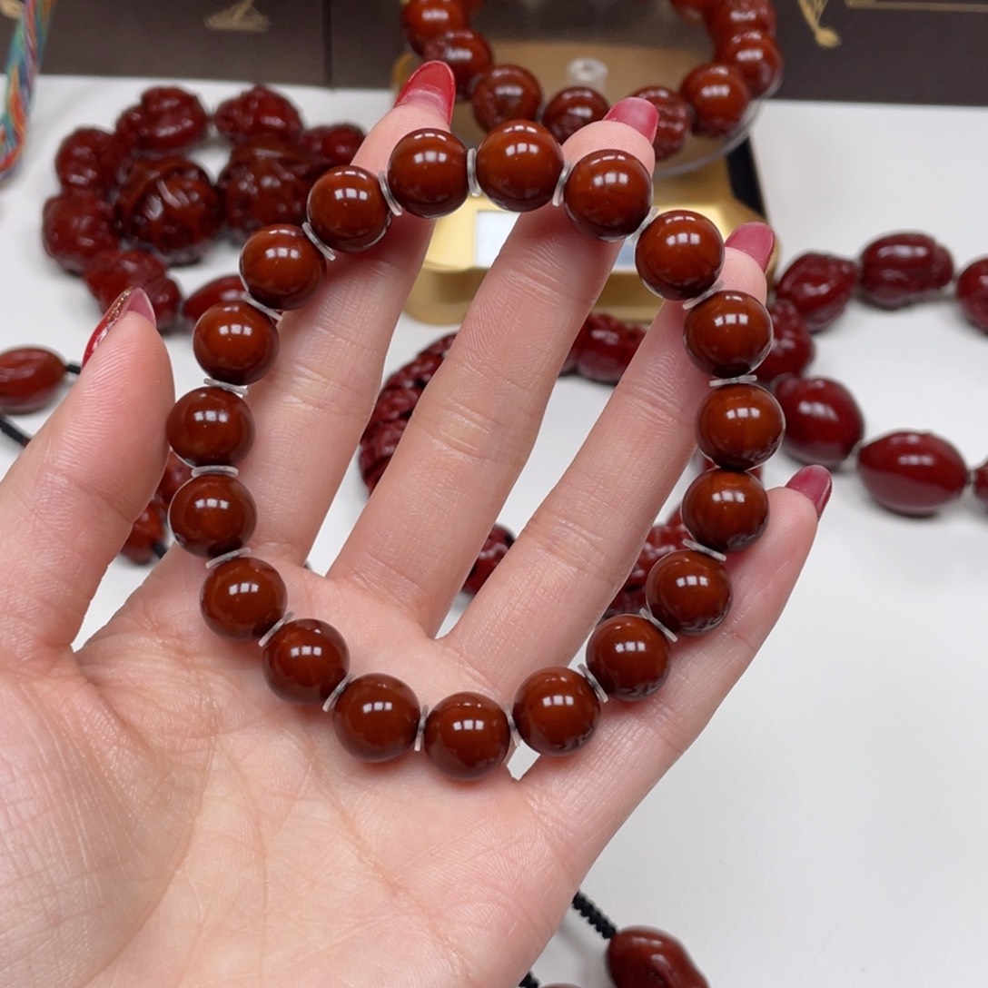 橄榄核手串自**在小光珠，