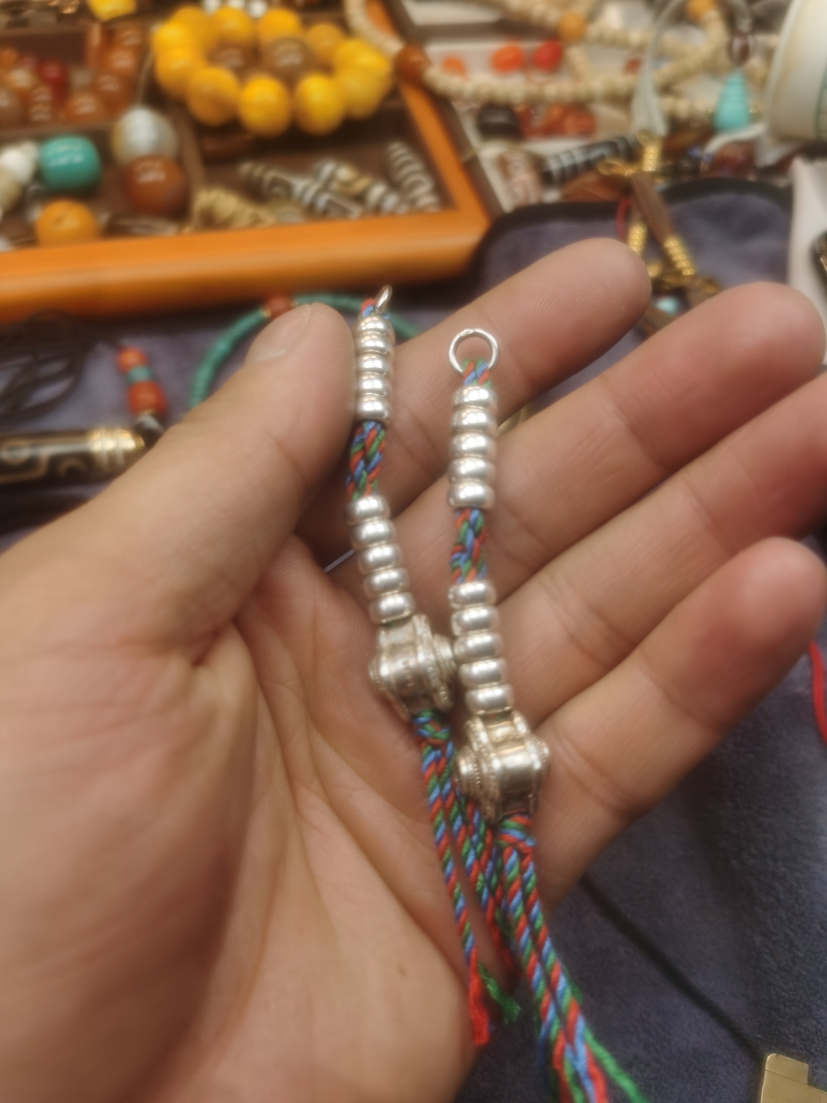 菩提子藏式银子计数器一对