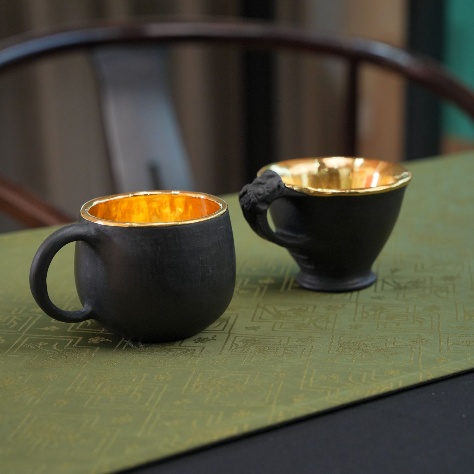 国大 黑陶 非遗手工艺包金杯 咖啡杯