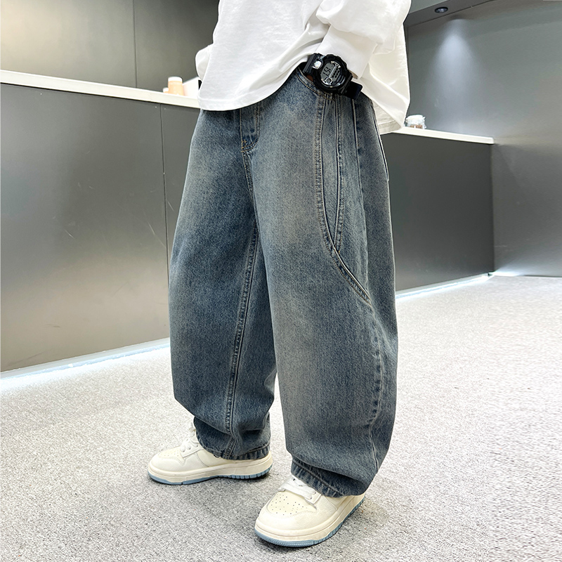 男童春季休闲裤2025新款春装牛仔裤儿童春秋款直筒【QSX】A5046