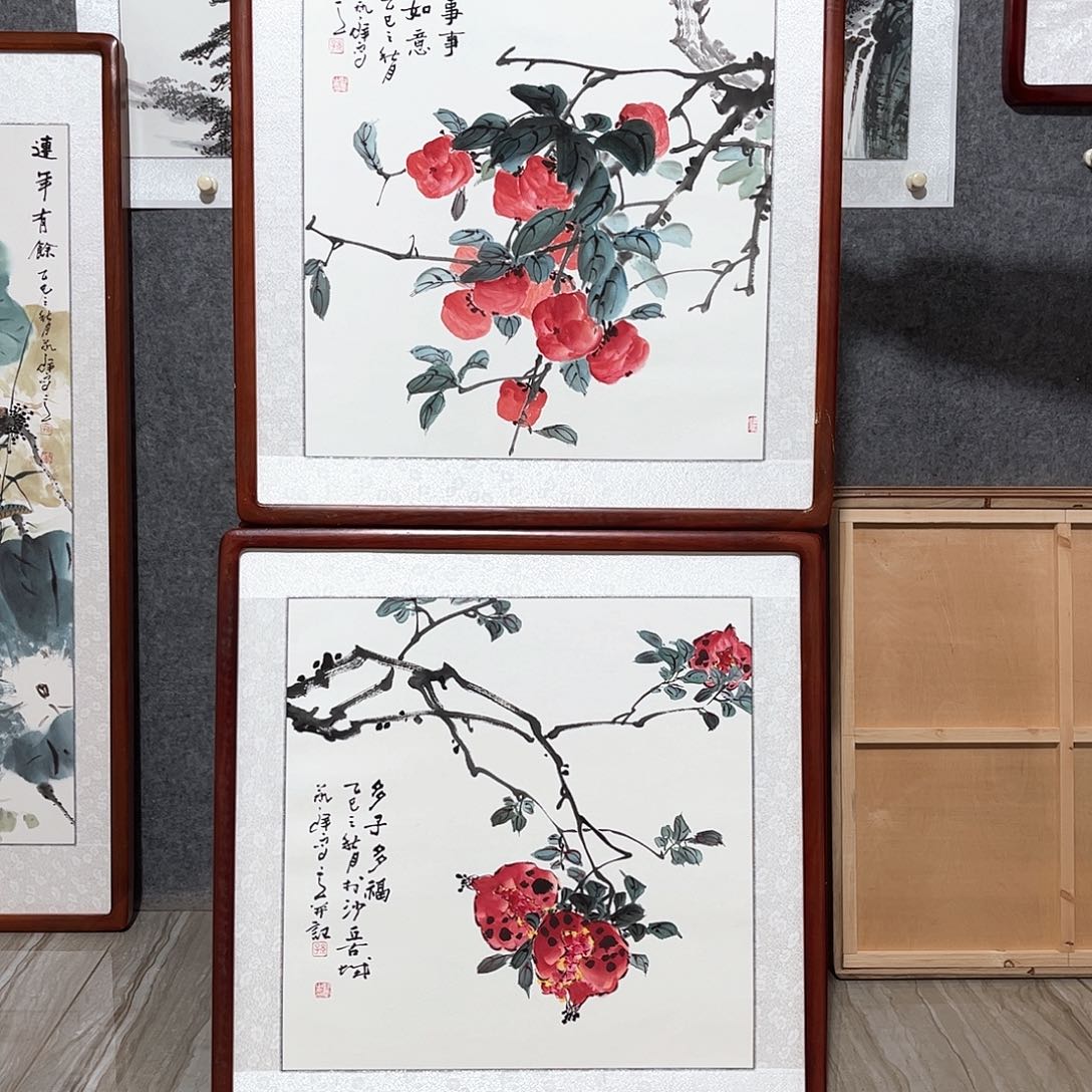国画书画作品带框63×63