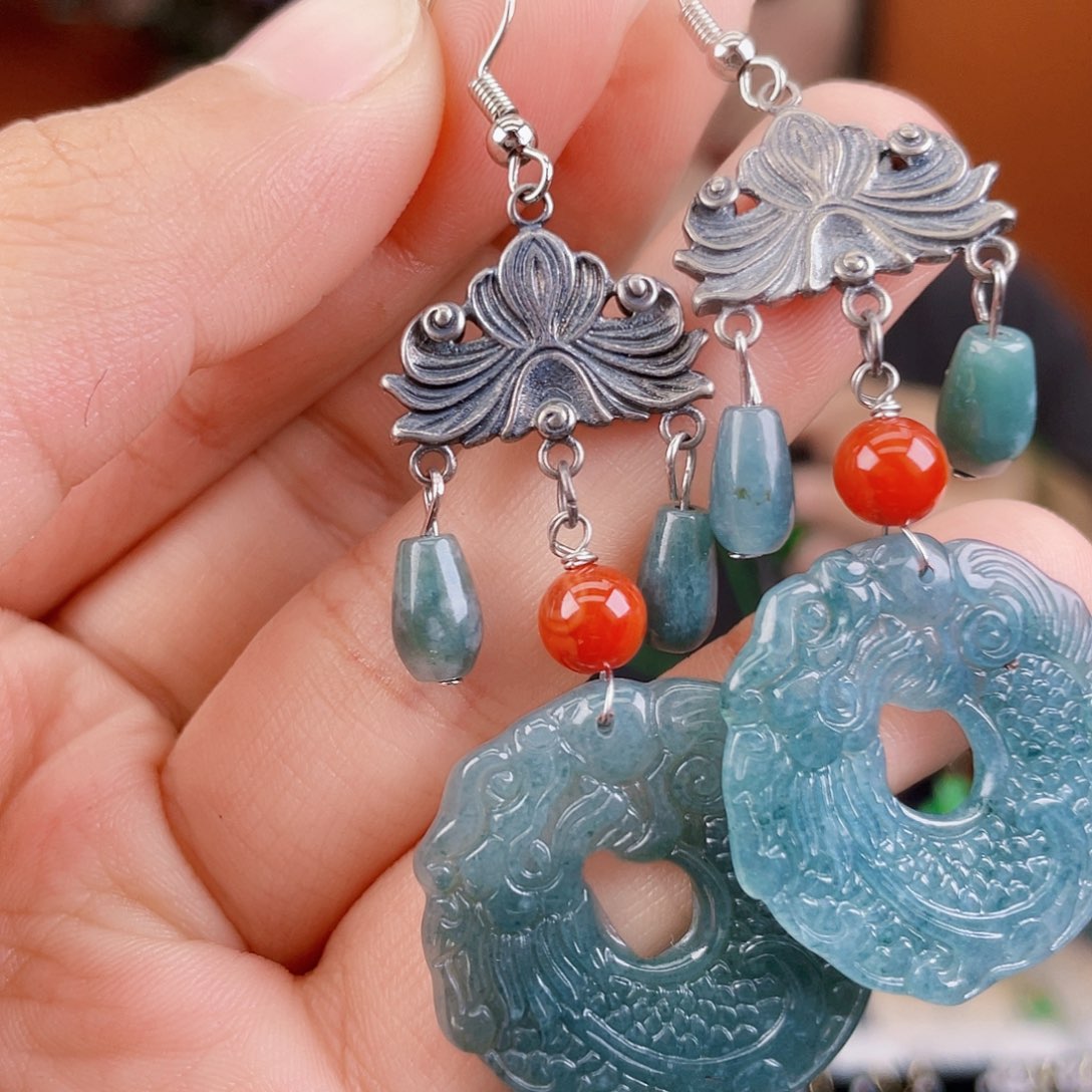 翡翠未镶嵌耳饰饰品