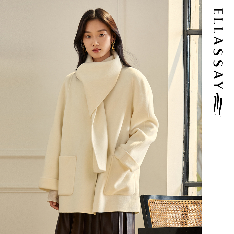 ELLASSAY歌力思2025秋季新款绵羊毛简约毛呢外套女EWB364D00600