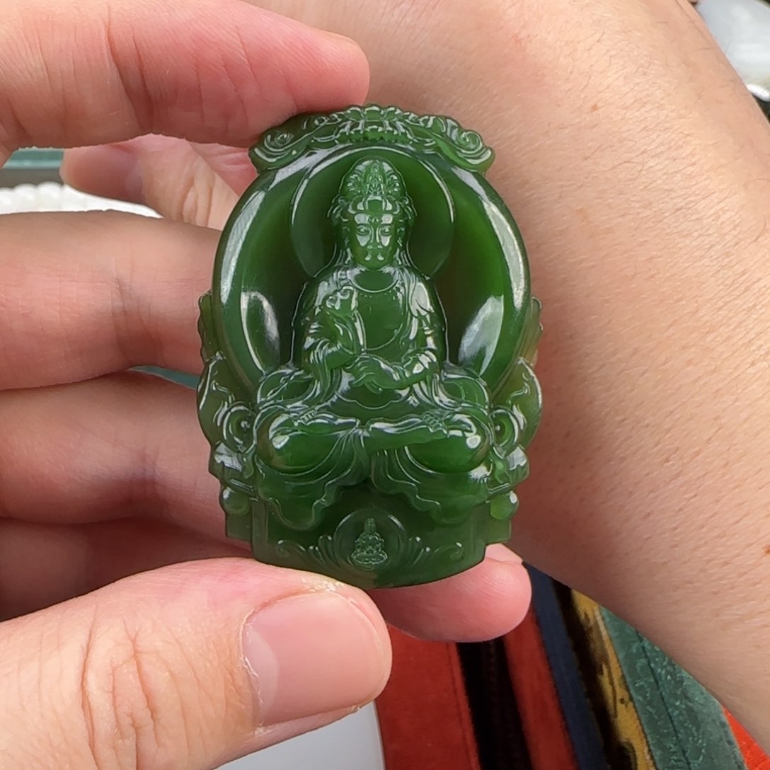 和田玉挂件未镶嵌旺***⁰碧玉观音