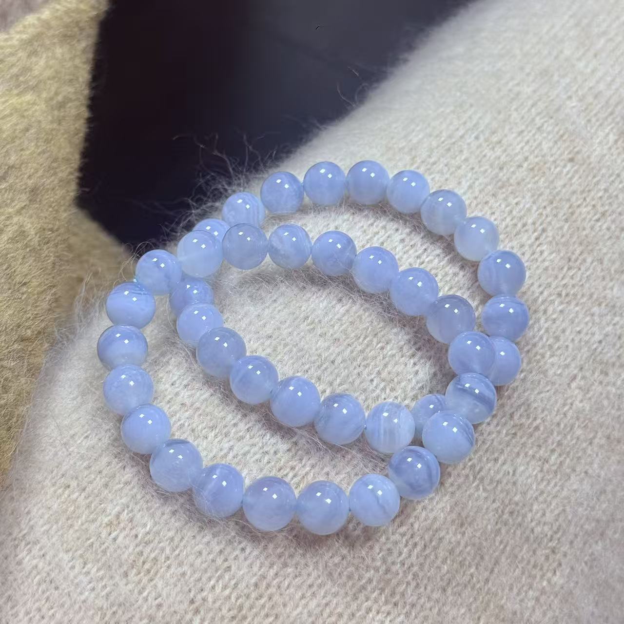 晶挖挖天然老矿蓝纹玛瑙手串时尚百搭（1129）多样性发其一