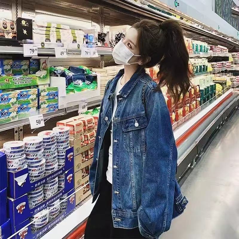 秋季纯色无袖长袖女单排扣短外套学生外套【C区】3706 C44-4