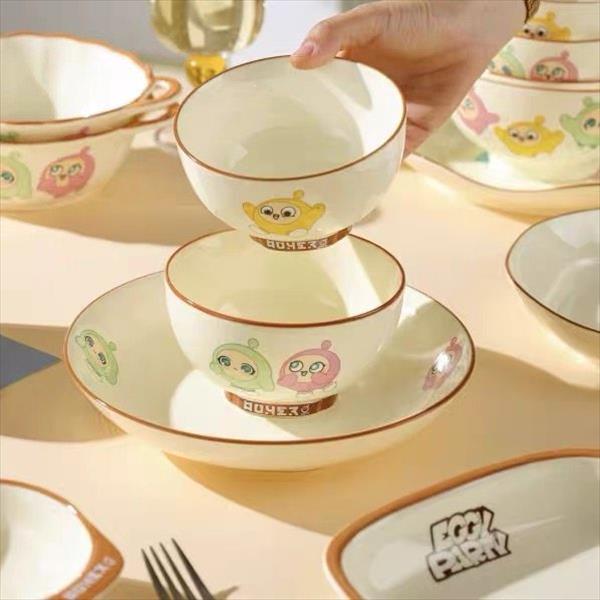 蛋仔派对可爱表情陶瓷碗家用个人餐具吃饭碗面碗汤碗百福碗