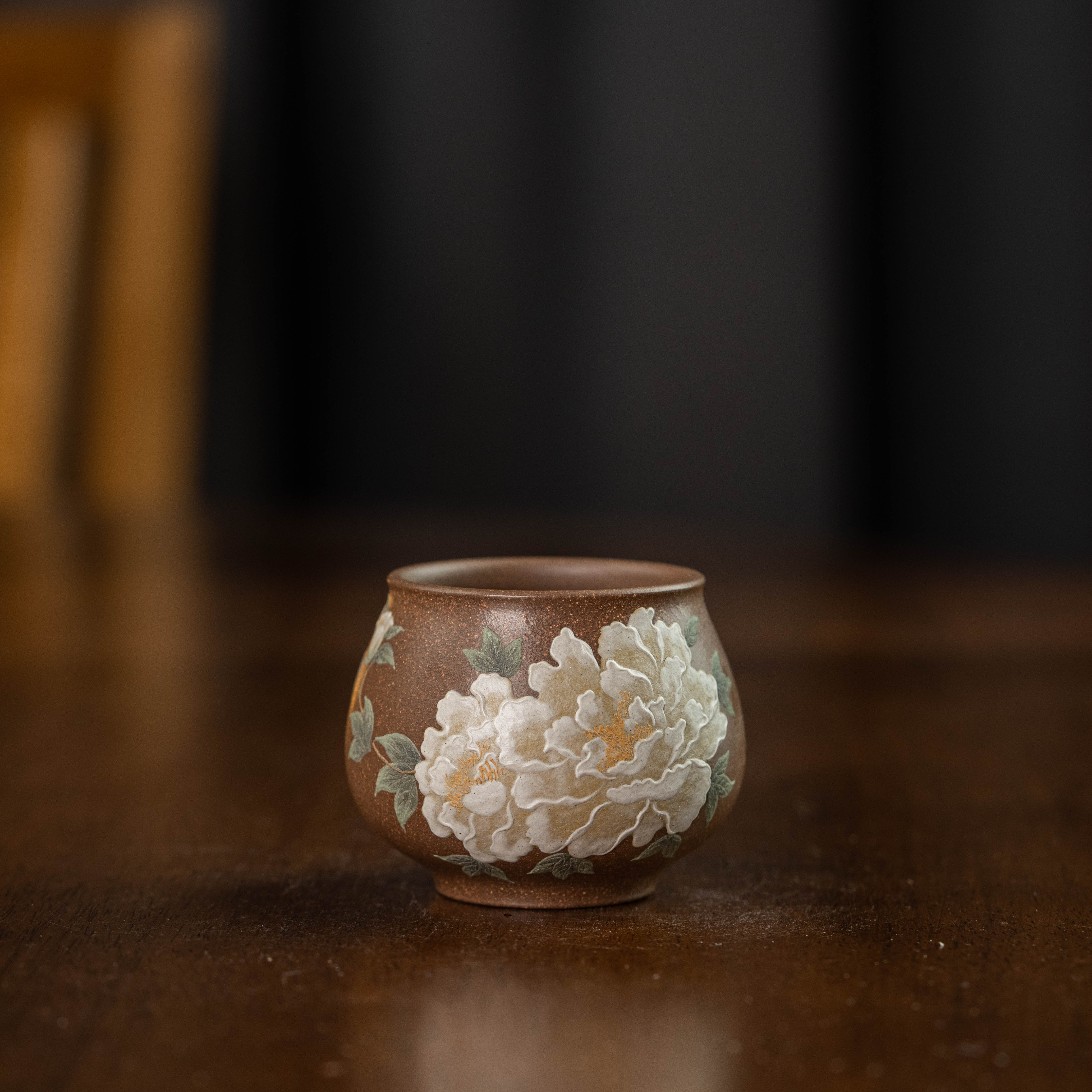 【与丁茶器】牡丹主人杯 丁盛制 老段100cc紫砂茶周边