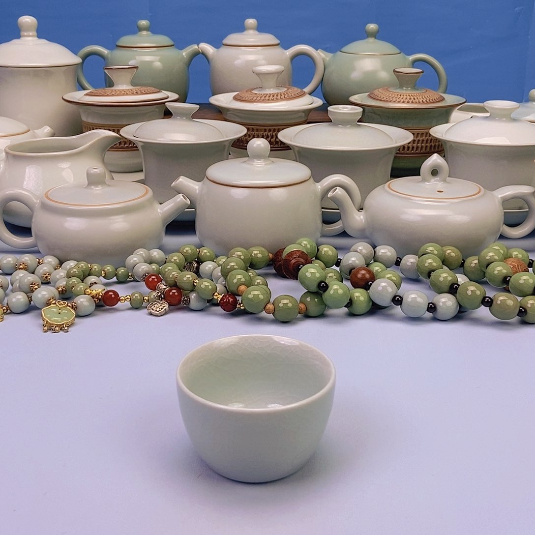 杯仿古月白荷花杯原矿釉原产地